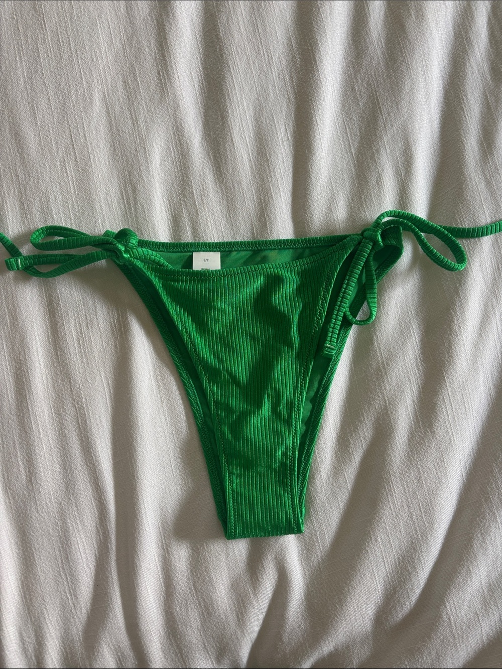 Aerie Shine Ribbed Cheekiest Tie Bikini Bottom